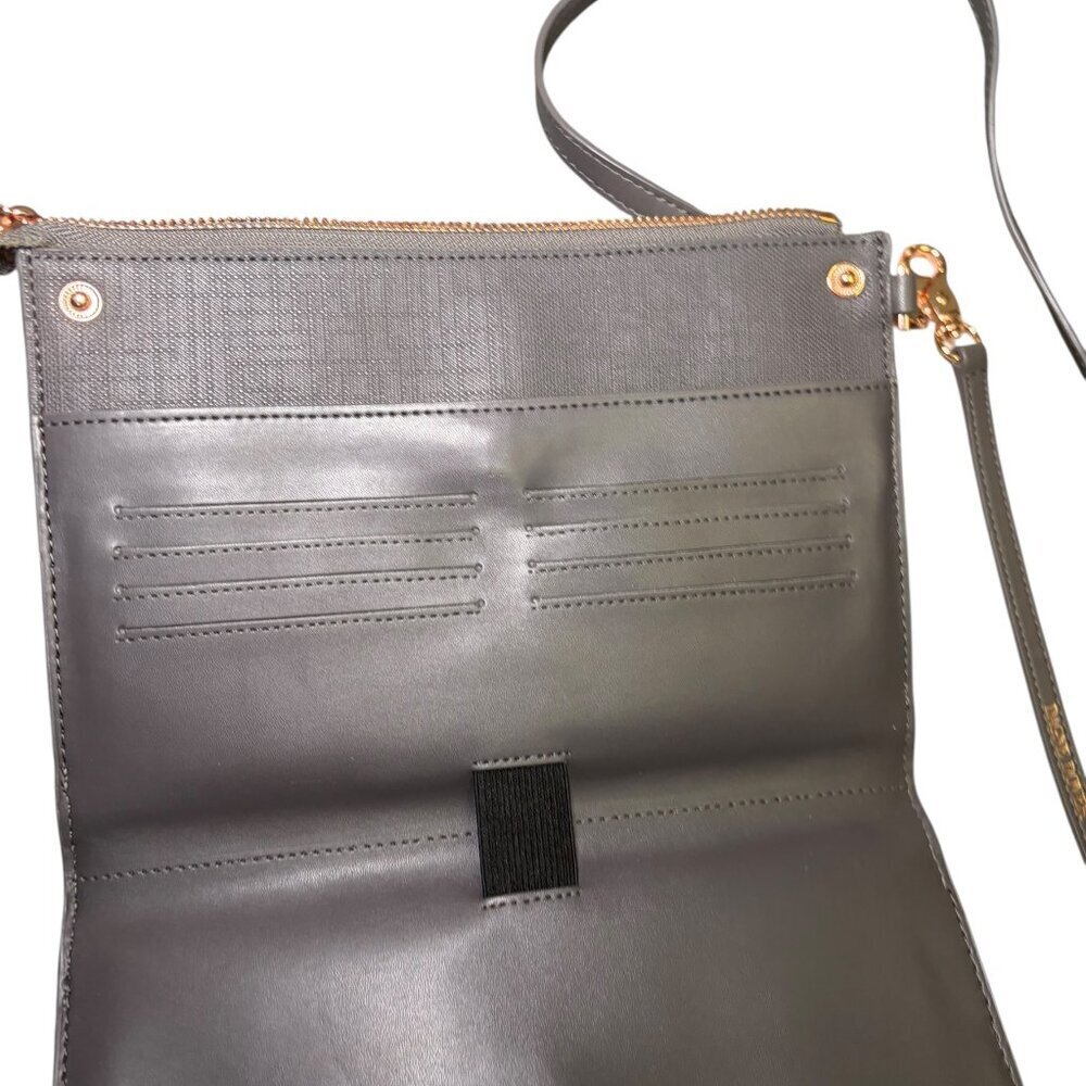 Dagne Dover Essentials Clutch Wallet Gray Vegan Leather Crossbody - Picture 5 of 7